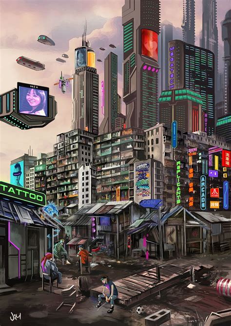 Cyberpunk concept art: Claypool City by jimjaz on DeviantArt