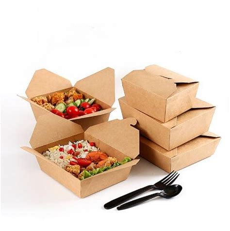 2021 Disposable Kraft Paper Lunch Boxes Takeaway Fast Food Box Folding ...