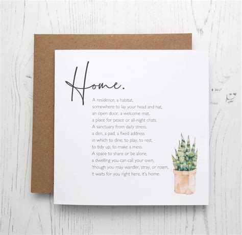 New Home Poem Card. Happy New Home or Housewarming Greeting - Etsy