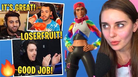 STREAMERS REACT TO MY FORTNITE LOSERFRUIT SKIN! - YouTube