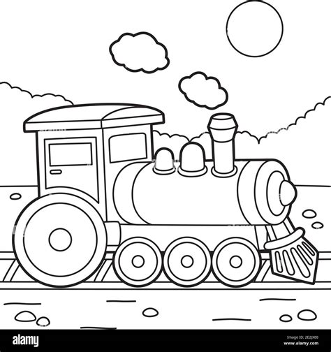 Steam Engine Cartoon Coloring Page Black And White Cartoon | Images and ...