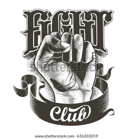 Black White Fight Club Label Fist Stock Vector 636303059 - Shutterstock