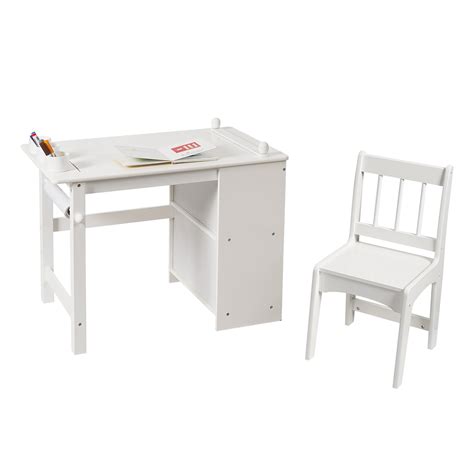 Kids White Study Desk and Chair with Bookcase - Walmart.com