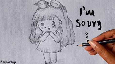 How to draw a girl saying I'm sorry/ sinoun drawing - YouTube