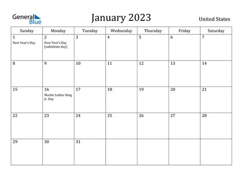 Free Printable Monthly January 2023 Calendar With Holidays - Printable ...