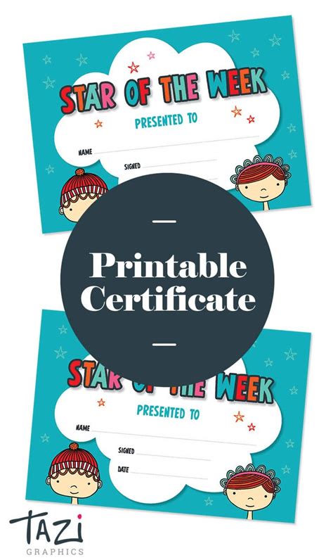 PRINTABLE Star of the Week Certificate | Star of the week, Learning ...