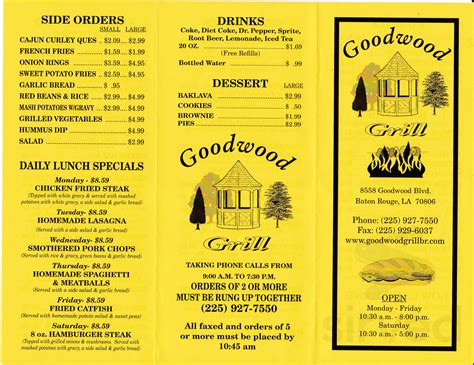 Goodwood Grill menu in Baton Rouge, Louisiana, USA