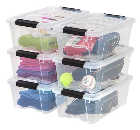 IRIS USA 13 Qt Stackable Plastic Storage Bins with Lids, 6 Pack - Clear ...