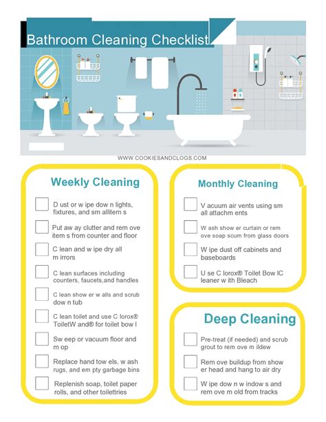 Bathroom Cleaning Checklist Printable - Printable Word Searches