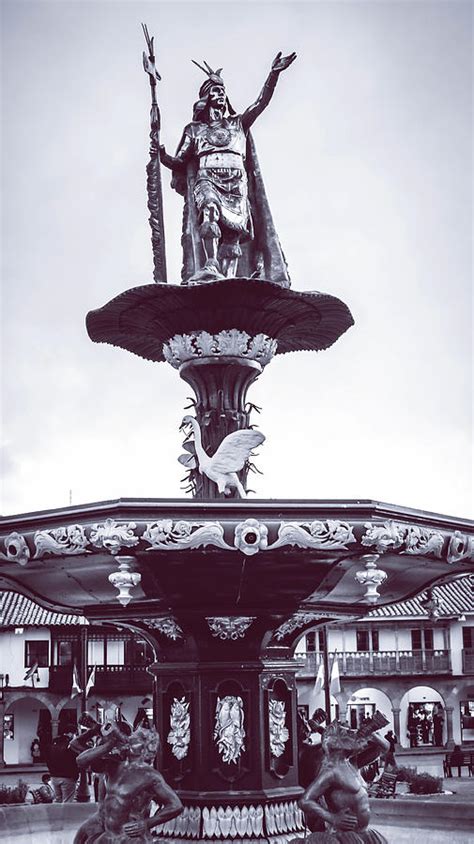 Statue of Pachacuti In Black And White Photograph by La Moon Art - Pixels