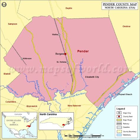 Pender County Map, North Carolina