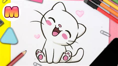 COMO DIBUJAR UN GATO KAWAII - Dibujos kawaii faciles - aprender a ...