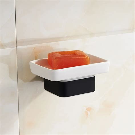 Black Soap Holder Bathroom Ceramic dish Wall Mounted Bathroom ...