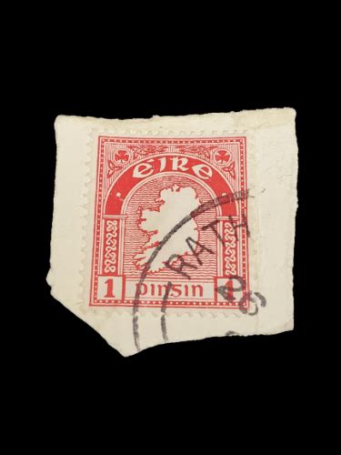 Rare 1920s Eire 1 Pingin Red & White Stamp Used Irish Collectible | eBay