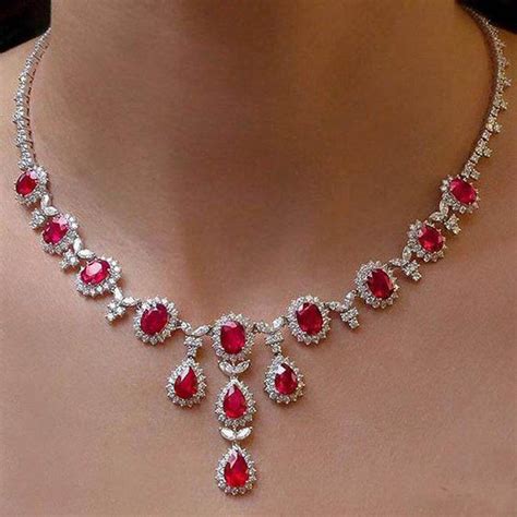 48 Carats pear shape red ruby with diamond lady necklace gold | Etsy ...