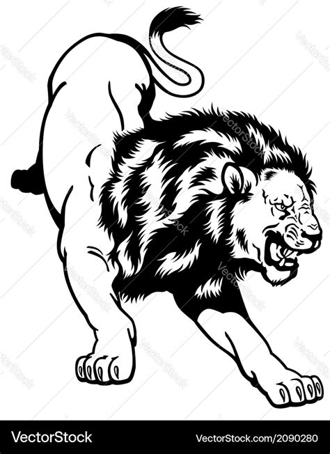 Lion black and white Royalty Free Vector Image