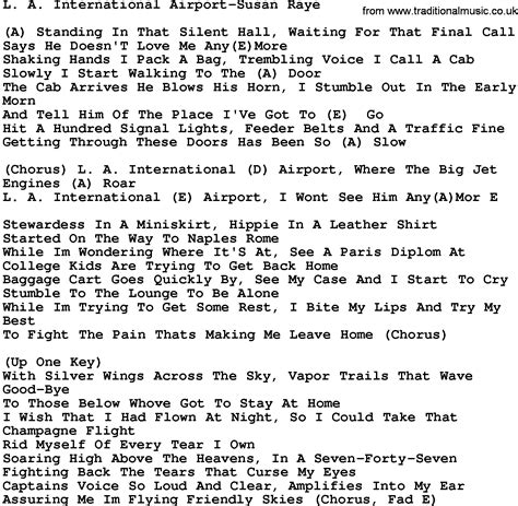 Country Music:LA International Airport-Susan Raye Lyrics and Chords