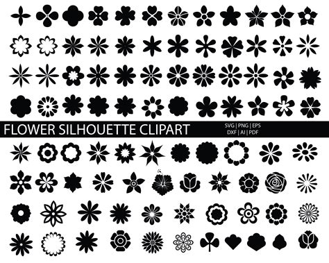 Craft Supplies & Tools floral svg 28 Vector Flowers silhouette flower ...