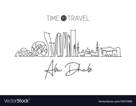 One single line drawing abu dhabi city skyline Vector Image