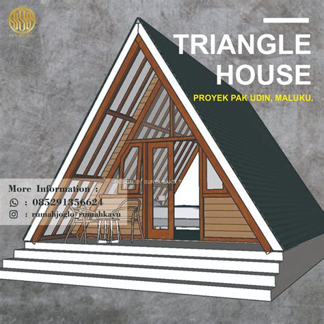 DESAIN RUMAH SEGITIGA. | Triangle house, Wooden house, Surya