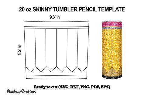 Pencil Tumbler SVG Template 20oz Skinny Graphic by Mockup Station ...