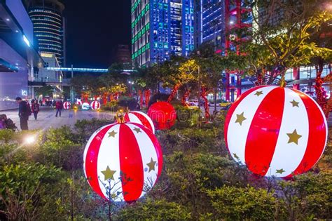 Taipei, Taiwan Christmas Lights Editorial Stock Image - Image of ...