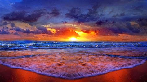 Beach Sunset HD Wallpaper - WallpaperSafari | Живописные пейзажи ...