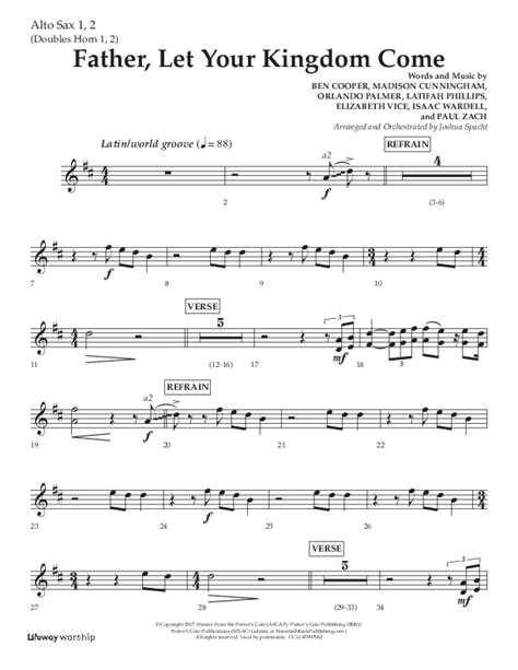 Father Let Your Kingdom Come (Choral Anthem SATB) Alto Sax Sheet Music ...