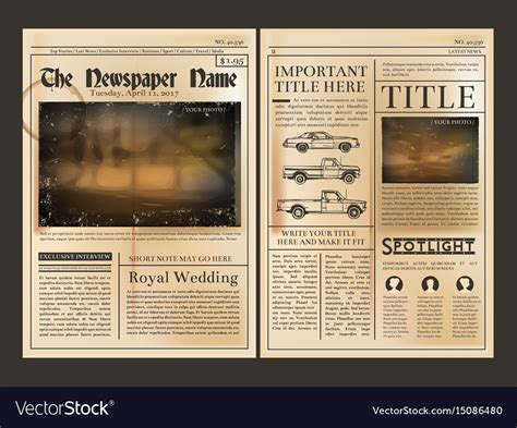 Layout design front page of vintage newspaper Vector Image