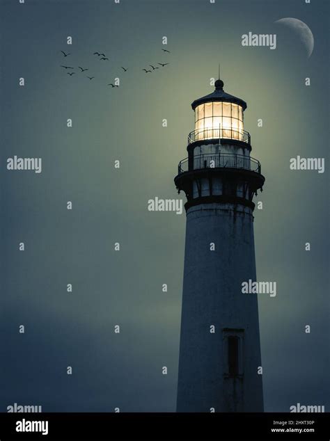 Pigeon Point Lighthouse at night in California Stock Photo - Alamy