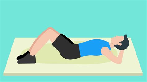 4K animation of a young man doing sit-up exercise on a floor mat. Sit ...