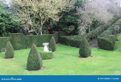 Benington Lordship Gardens, Bushes and Lawn Stock Image - Image of ...