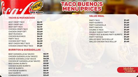 Updated Taco Bueno Menu Prices + Combo Meals (2024)