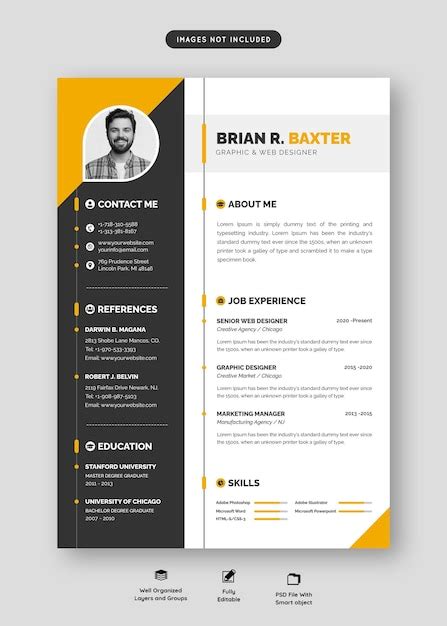 Free PSD | Clean and modern resume portfolio or cv template