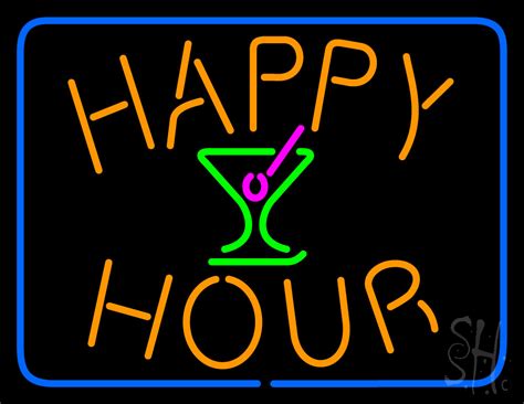 Happy Hour with Martini Glass Neon Sign | Happy Hour Neon Signs - Every ...