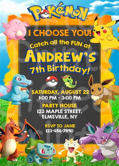 Free Printable Pokemon Birthday Invitations