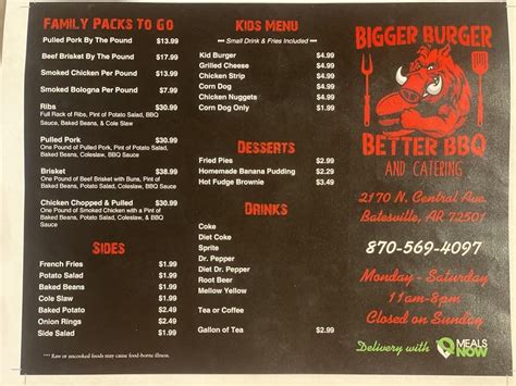 Menu at Bigger Burger Better BBQ, Batesville