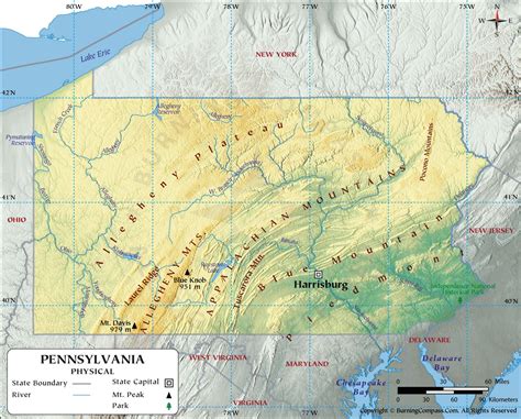 Pennsylvania Physical Map HD