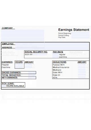 37+ SAMPLE Earnings Statement Templates in PDF | MS Word