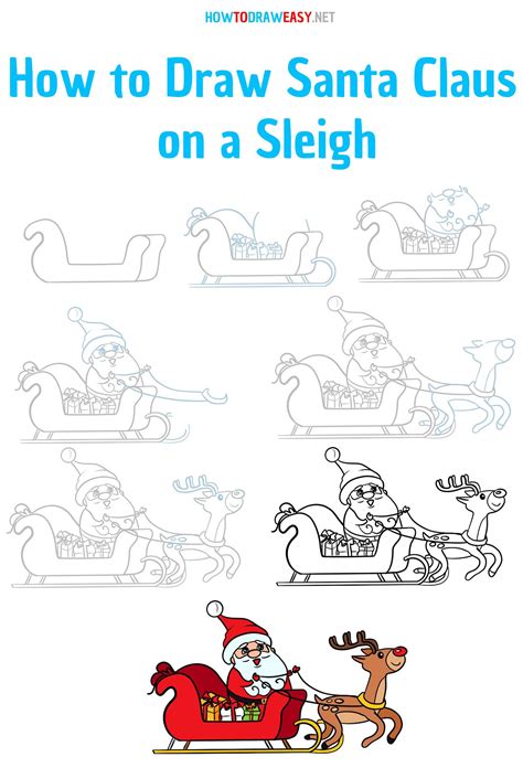 Easy Santa Sleigh Drawing