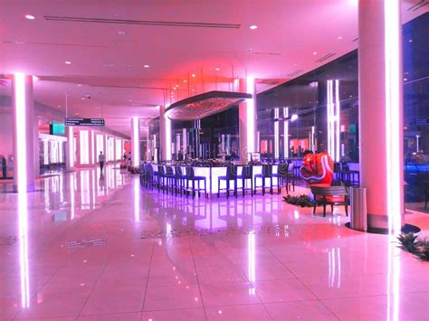 Pink Lobby Bar in LED Light Stock Photo - Image of ambiance, color ...