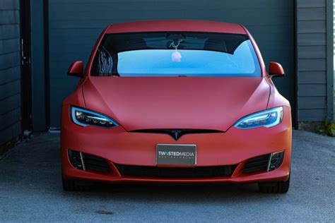 Tesla Model S - Diamond Red Vinyl Car Wrap | Vancouver