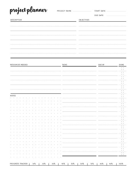 Printable Project Plan Template