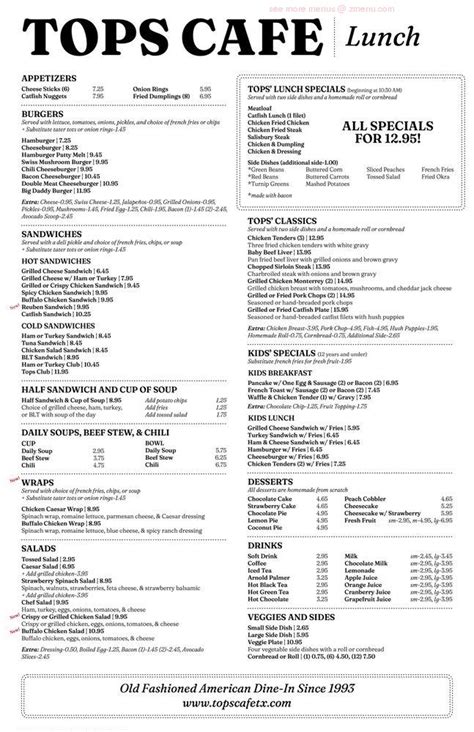 Online Menu of Tops Cafe Restaurant, Dallas, Texas, 75287 - Zmenu