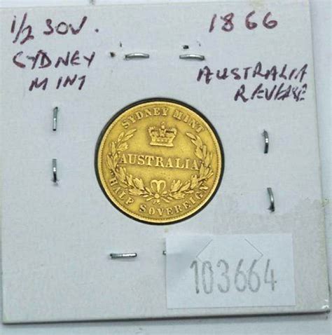 1866 Sydney Australian Gold Half Sovereign with AUSTRAIA Reverse ...