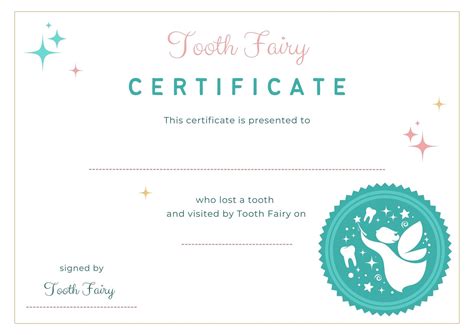 1st Free Printable Tooth Fairy Certificate - Printable Templates Free