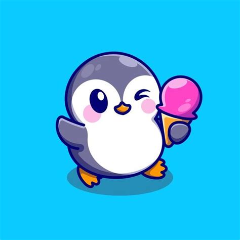 Premium Vector | Cute penguin with ice cream cone cartoon | Cute ...