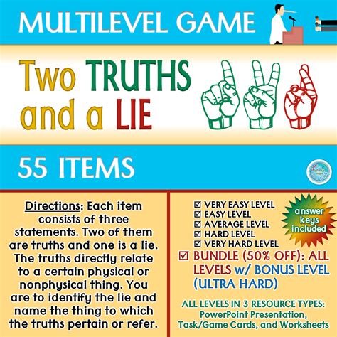 Two Truths and a Lie Multilevel Game (with Bonus Files) | Made By Teachers