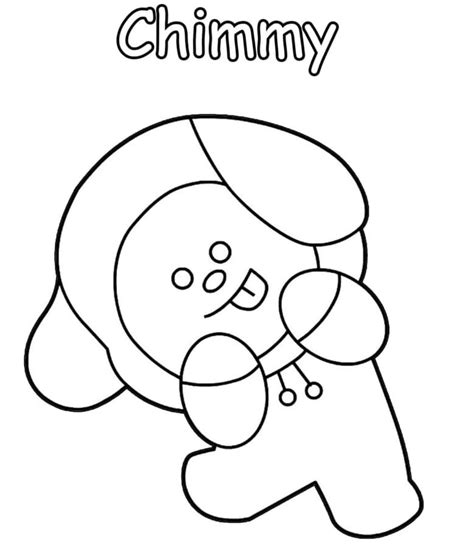 Cute Chimmy BT21 Coloring Page - Free Printable Coloring Pages for Kids