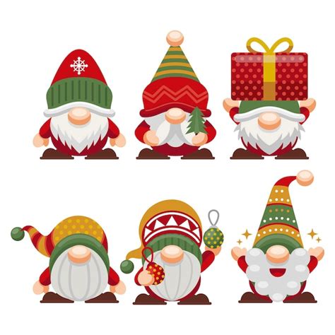 Collection de gnomes de noël plats | Vecteur Gratuite